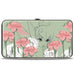 Hinged Wallet - Tinker Bell Sketch Carnations Dandelions Sage Greens Pinks White Hinged Wallets Disney