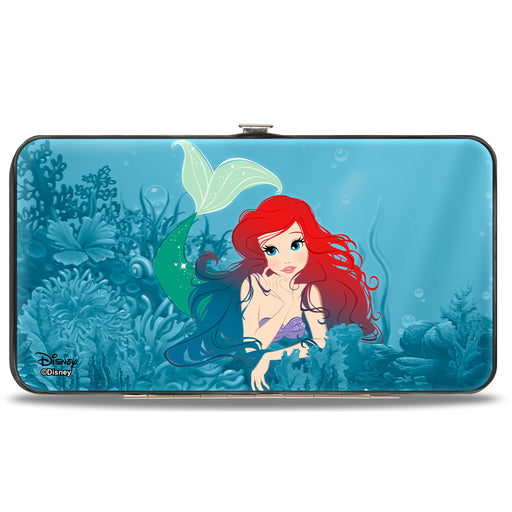 Hinged Wallet - Ariel Swimming + Resting Poses Coral Reef Blues Hinged Wallets Disney