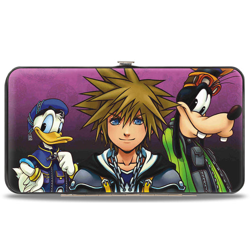 Hinged Wallet - Kingdom Hearts II Donald Sora Goofy Group Pose Symbols Scattered Pink-Fade Hinged Wallets Disney