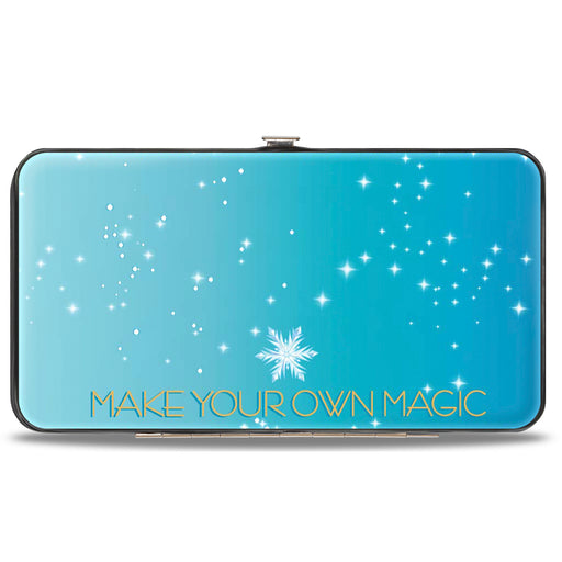 Hinged Wallet - Frozen Elsa Letting It Go Transformation Blocks + MAKE YOUR OWN MAGIC Stars Aqua White Gold Hinged Wallets Disney