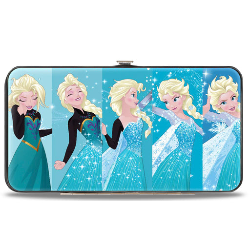 Hinged Wallet - Frozen Elsa Letting It Go Transformation Blocks + MAKE YOUR OWN MAGIC Stars Aqua White Gold Hinged Wallets Disney