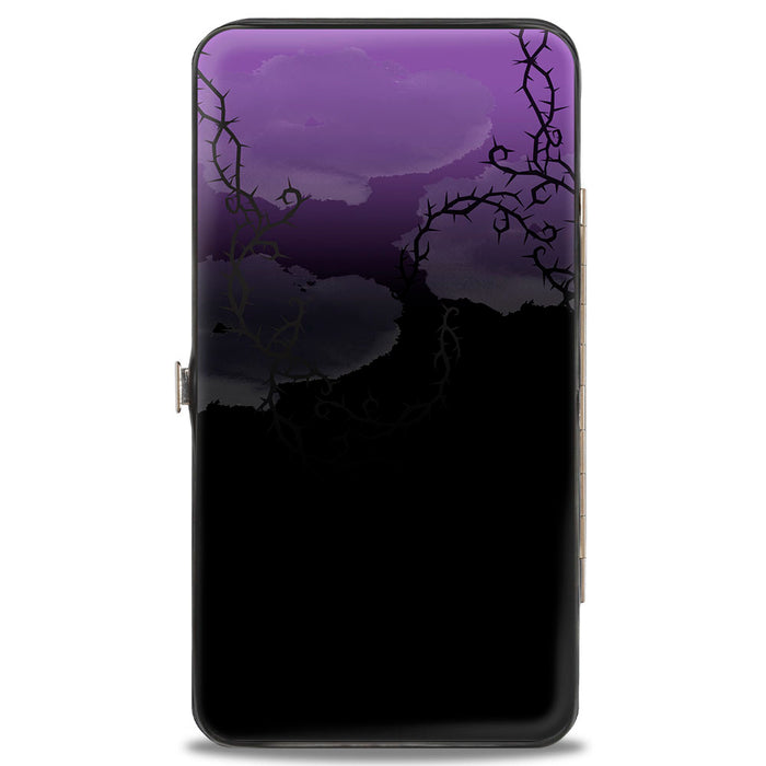 Hinged Wallet - Maleficent Raising Staff Pose Forest of Thorns Purples Black Hinged Wallets Disney