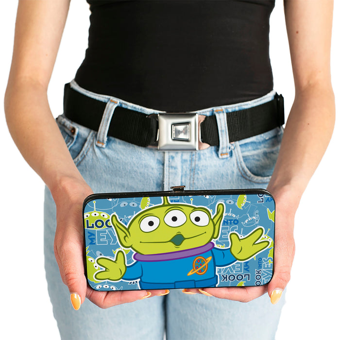 Hinged Wallet - Toy Story Alien Pose LOOK INTO MY EYES Icons Blues Greens Hinged Wallets Disney