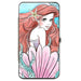 Hinged Wallet - The Little Mermaid Ariel Over Shoulder Sketch Pose + Tail Shells Kelp Blues Pinks Hinged Wallets Disney