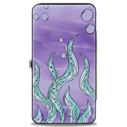 Hinged Wallet - The Little Mermaid Ursula Smiling Sketch Pose Kelp Purples Blues Hinged Wallets Disney