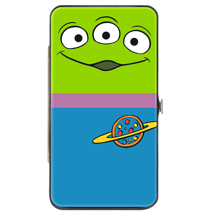 Hinged Wallet - Toy Story Alien Eyes + OOOOOHH!!! Stripe Green Purple Blue White Hinged Wallets Disney