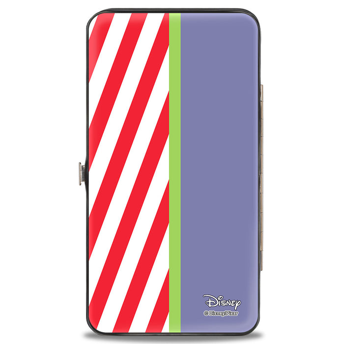 Hinged Wallet - Toy Story Buzz Lightyear Action Pose + Striping Red White Green Purple Hinged Wallets Disney