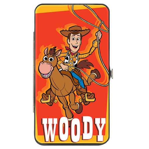 Hinged Wallet - Toy Story WOODY and Bullseye Riding Pose Plaid Gold Red Hinged Wallets Disney