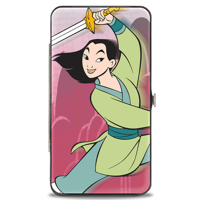 Hinged Wallet - Mulan Sword Action Pose + Landscape Pinks Hinged Wallets Disney