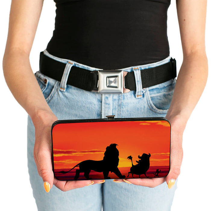 Hinged Wallet - The Lion King Hakuna Matata Simba Pumbaa Timon Sunset Silhouette Reds Black Hinged Wallets Disney