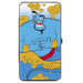 Hinged Wallet - Classic Aladdin Genie Smiling Pose + GENIE Text Smoke Blue Gold Hinged Wallets Disney