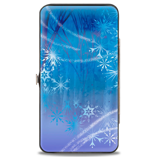 Hinged Wallet - Frozen II Elsa Pose Swirling Snowflakes Blues Hinged Wallets Disney