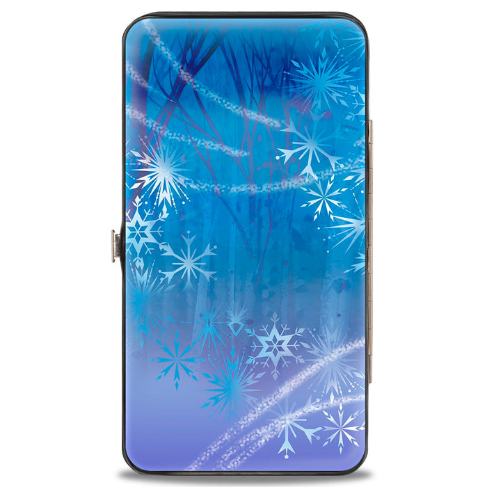 Hinged Wallet - Frozen II Elsa Pose Swirling Snowflakes Blues Hinged Wallets Disney