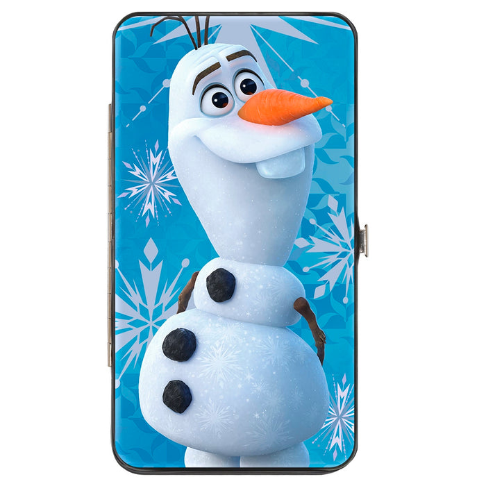 Hinged Wallet - Frozen II Olaf Smiling Pose + OLAF Snowflakes Blues White Hinged Wallets Disney