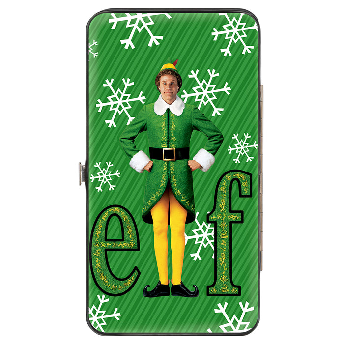 Hinged Wallet - Elf Buddy the Elf Logo Pose Snowflakes Greens White Hinged Wallets Warner Bros. Holiday Movies