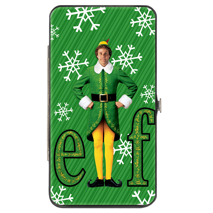 Hinged Wallet - Elf Buddy the Elf Logo Pose Snowflakes Greens White Hinged Wallets Warner Bros. Holiday Movies