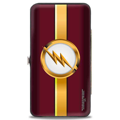 Hinged Wallet - The Flash Logo10 Stripe Burgundy Golds White Hinged Wallets DC Comics