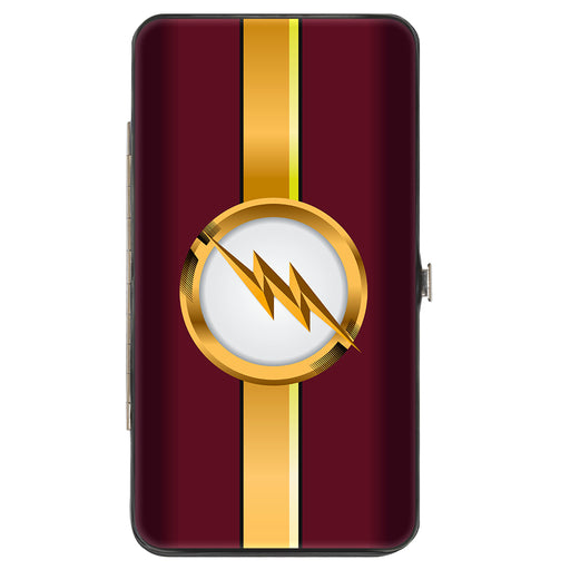 Hinged Wallet - The Flash Logo10 Stripe Burgundy Golds White Hinged Wallets DC Comics