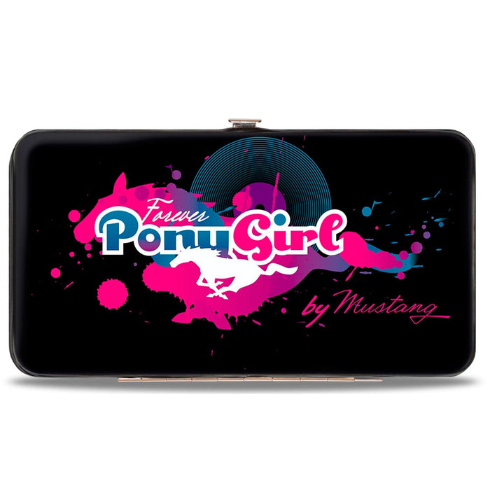 Hinged Wallet - FOREVER PONY GIRL Mustang Silhouette Black Blues Pinks Hinged Wallets Ford