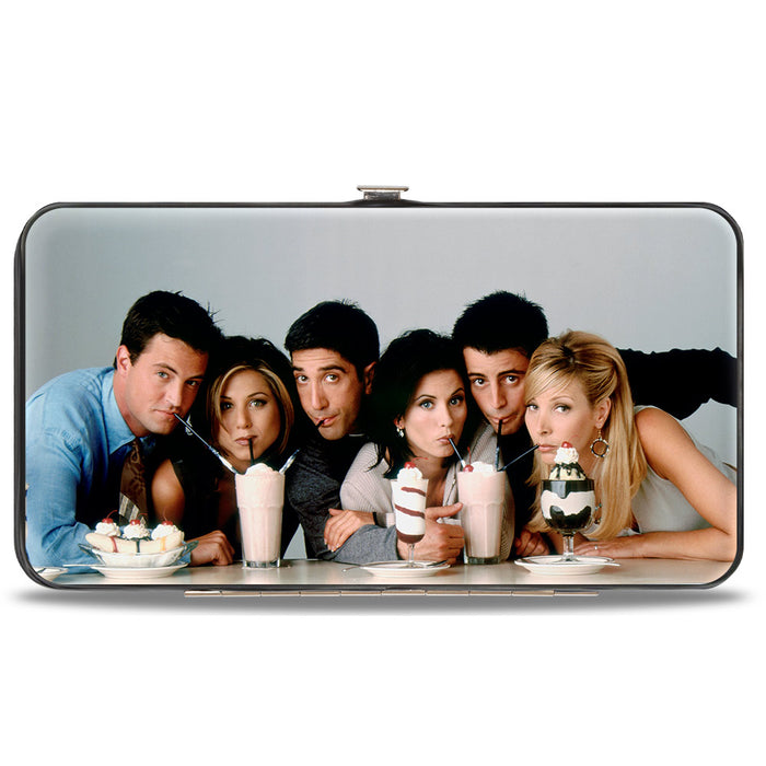 Hinged Wallet - FRIENDS Vivid 6-Character Milk Shake Pose + Logo Black White Multi Color