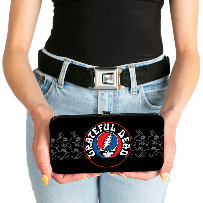 Hinged Wallet - GRATEFUL DEAD Steal Your Face Logo Dancing Skeletons Black Gray Red White Blue Hinged Wallets Grateful Dead