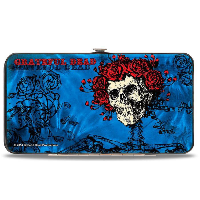 Hinged Wallet - GRATEFUL DEAD Skull & Roses Blues Black Red Hinged Wallets Grateful Dead