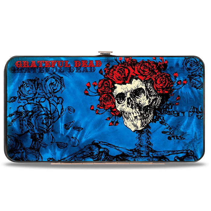 Hinged Wallet - GRATEFUL DEAD Skull & Roses Blues Black Red Hinged Wallets Grateful Dead