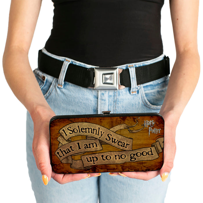 Hinged Wallet - Harry Potter I SOLEMNLY SWEAR THAT I AM UP TO NO GOOD Banner Tan Black Hinged Wallets The Wizarding World of Harry Potter