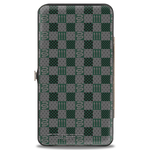 Hinged Wallet - Harry Potter SLYTHERIN Crest Heraldry Checkers Gray Greens Hinged Wallets The Wizarding World of Harry Potter