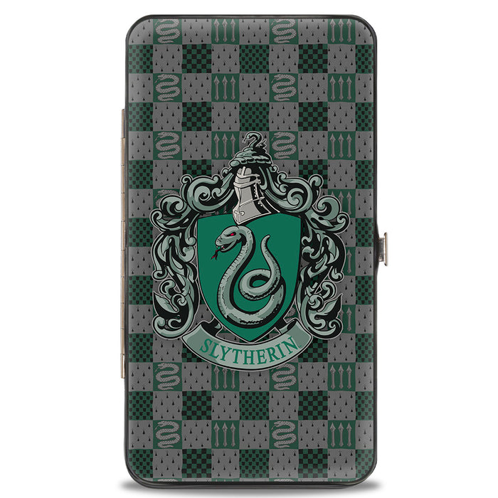 Hinged Wallet - Harry Potter SLYTHERIN Crest Heraldry Checkers Gray Greens Hinged Wallets The Wizarding World of Harry Potter