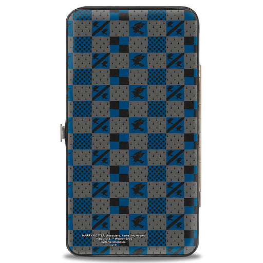 Hinged Wallet - Harry Potter RAVENCLAW Crest Heraldry Checkers Gray Blues Hinged Wallets The Wizarding World of Harry Potter