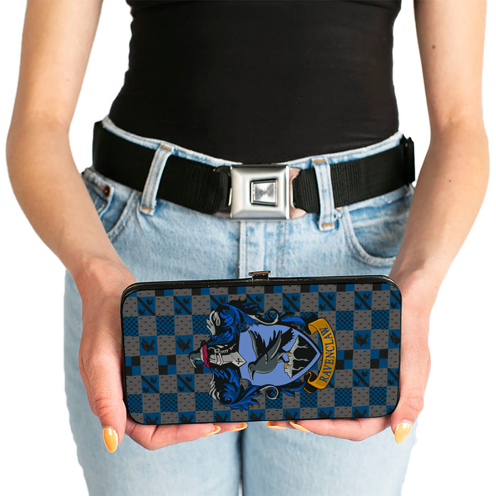 Hinged Wallet - Harry Potter RAVENCLAW Crest Heraldry Checkers Gray Blues Hinged Wallets The Wizarding World of Harry Potter