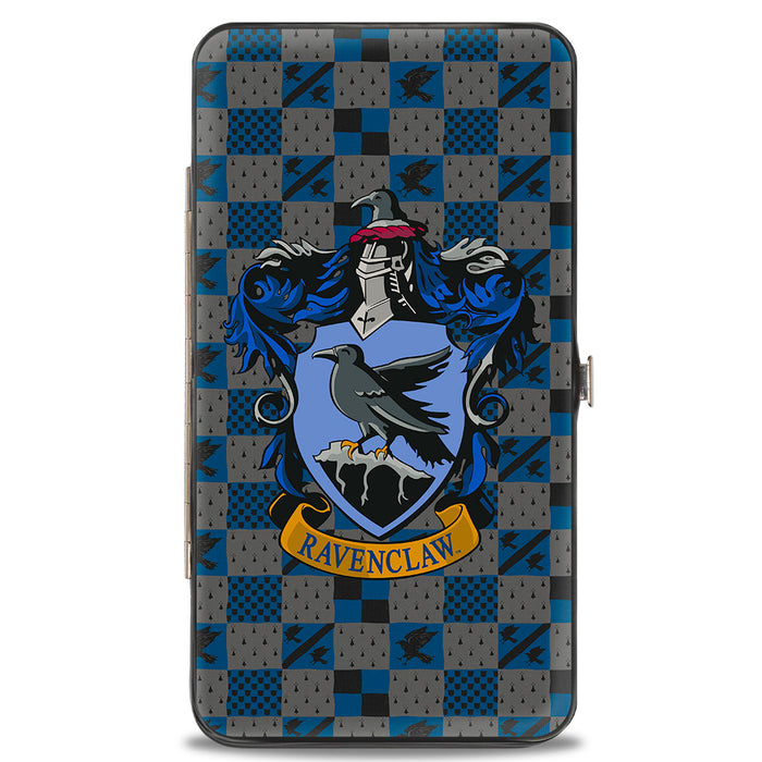 Hinged Wallet - Harry Potter RAVENCLAW Crest Heraldry Checkers Gray Blues Hinged Wallets The Wizarding World of Harry Potter