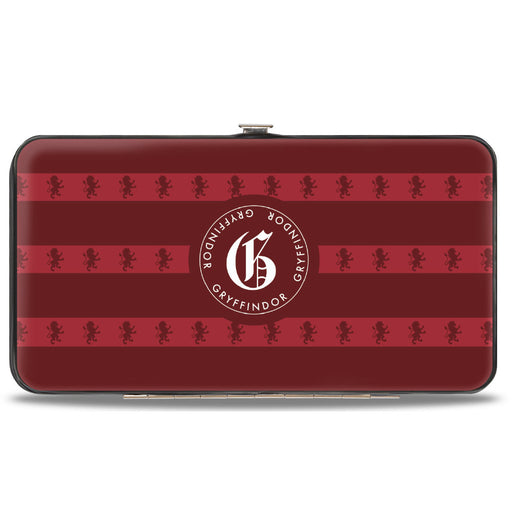 Hinged Wallet - HOGWARTS ALUMNI GRYFFINDOR + Initial Monogram/Lion Icon Stripe Burgundy Reds/Golds/White Hinged Wallets The Wizarding World of Harry Potter