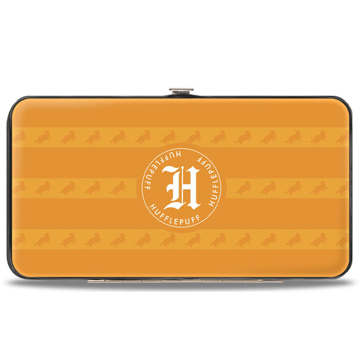 Hinged Wallet - HOGWARTS ALUMNI HUFFLEPUFF + Initial Monogram Badger Icon Stripe Golds White Grays Hinged Wallets The Wizarding World of Harry Potter