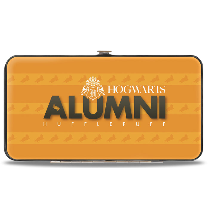 Hinged Wallet - HOGWARTS ALUMNI HUFFLEPUFF + Initial Monogram Badger Icon Stripe Golds White Grays Hinged Wallets The Wizarding World of Harry Potter