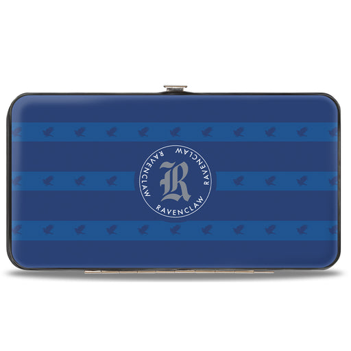 Hinged Wallet - HOGWARTS ALUMNI RAVENCLAW + Initial Monogram Eagle Icon Stripe Blues Gold Gray White Hinged Wallets The Wizarding World of Harry Potter