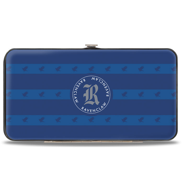 Hinged Wallet - HOGWARTS ALUMNI RAVENCLAW + Initial Monogram Eagle Icon Stripe Blues Gold Gray White Hinged Wallets The Wizarding World of Harry Potter