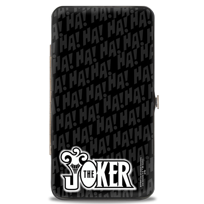 Hinged Wallet - Joker Wine Pose Sketch + THE JOKER Logo HA! HA! Black Grays White Hinged Wallets DC Comics