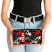 Hinged Wallet - Harley Quinn CRAZY Face Silhouette Poses Diamonds Black Grays Red White Hinged Wallets DC Comics