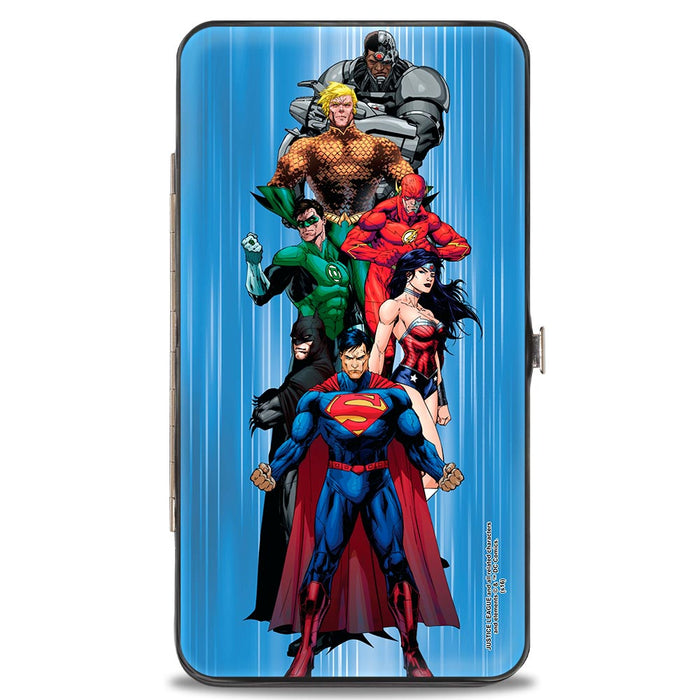 Hinged Wallet - The New 52 Justice League 7-Superhero Group Pose Streak Blues Hinged Wallets DC Comics