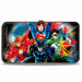 Hinged Wallet - Justice League 4-Superhero C U Group Pose Splatter Black Multi Color Hinged Wallets DC Comics