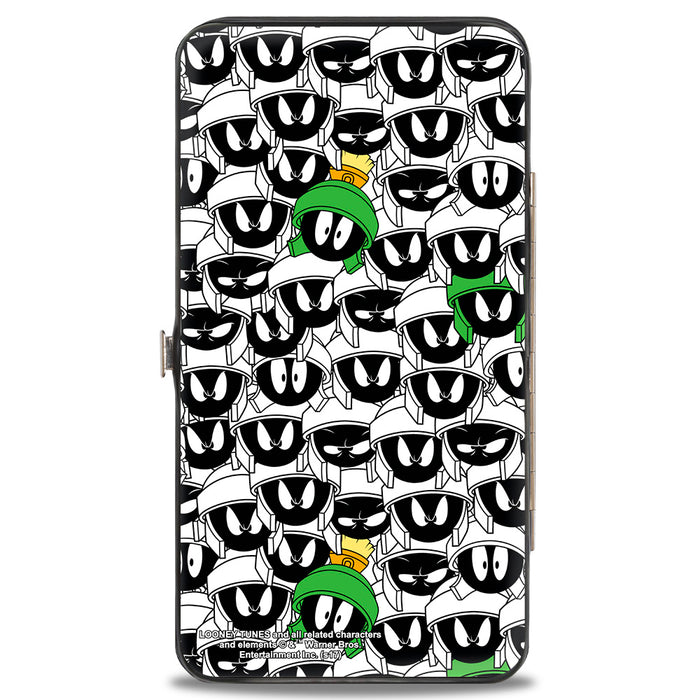 Hinged Wallet - Marvin the Martian Ray Gun Pose Expressions Stacked PORTRAIT White Black Multi Color Hinged Wallets Looney Tunes