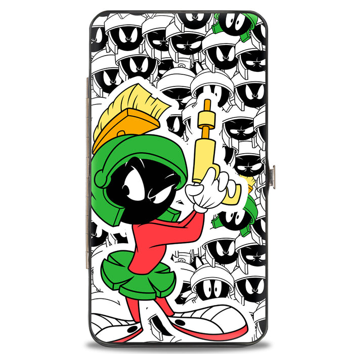 Hinged Wallet - Marvin the Martian Ray Gun Pose Expressions Stacked PORTRAIT White Black Multi Color Hinged Wallets Looney Tunes