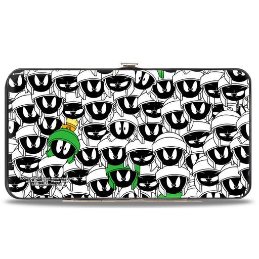 Hinged Wallet - Marvin the Martian Ray Gun Pose Expressions Stacked LANDSCAPE White Black Multi Color Hinged Wallets Looney Tunes