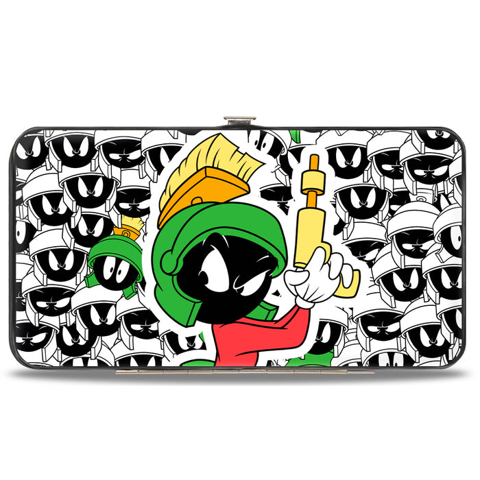 Hinged Wallet - Marvin the Martian Ray Gun Pose Expressions Stacked LANDSCAPE White Black Multi Color Hinged Wallets Looney Tunes