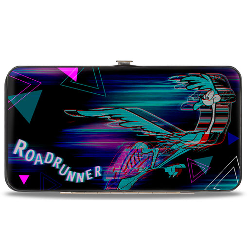 Hinged Wallet - ROAD RUNNER Action Pose Streak Triangles Black Blues Pinks Hinged Wallets Looney Tunes