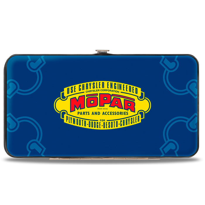 Hinged Wallet - MOPAR 1937-1947 Logo-USE CHRYSLER ENGINEERED MOPAR PARTS AND ACCESSORIES Blue Yellow Red Hinged Wallets Mopar