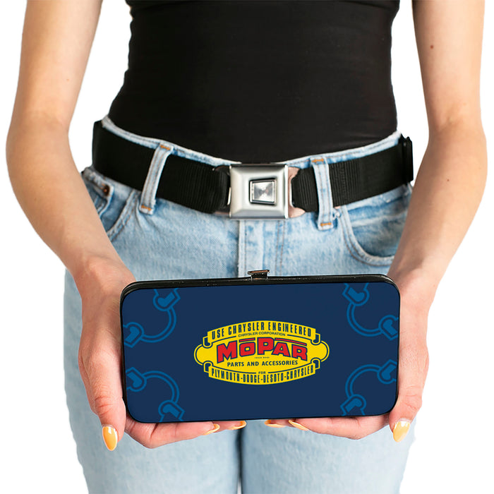 Hinged Wallet - MOPAR 1937-1947 Logo-USE CHRYSLER ENGINEERED MOPAR PARTS AND ACCESSORIES Blue Yellow Red Hinged Wallets Mopar