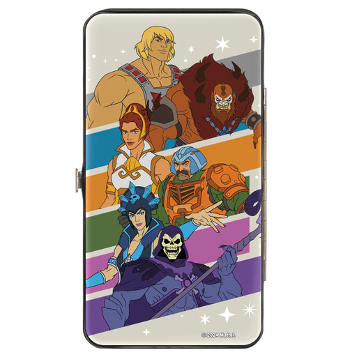 Hinged Wallet - Masters of the Universe Character Stripe Poses White/Multi Color Hinged Wallets Mattel